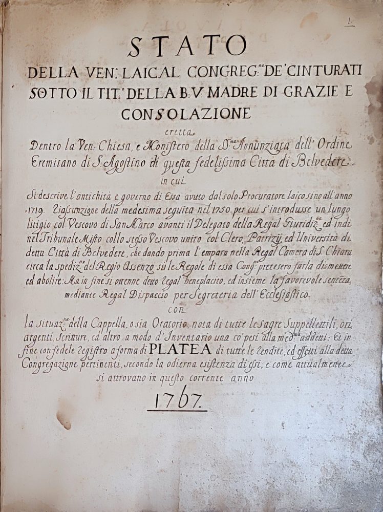 Platea Confraternita dei Cinturati (1767)